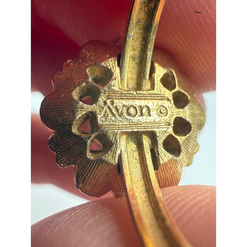 Vintage Avon Gold Tone Green Rhinestone Floral Cluster Cocktail Ring Size 7.5 - Picture 4 of 4